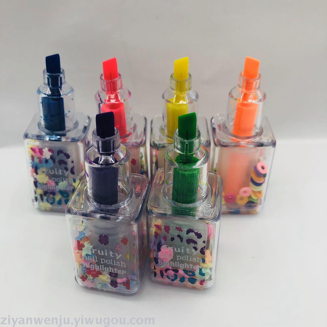 Nail polish highlighter 3 pieces 5 pieces PVC transparent box modeling highlighter creative gift Nail polish highlighter 3 pieces 5 pieces PVC transparent box modeling highlighter creative gift
