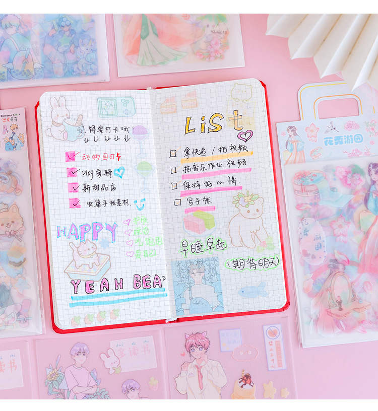 Stickers Journal Stickers Set Transparent Waterproof Frosted Hand Ledger Sticker Decorative Small Pattern Cartoon Cute Little Girl Stickers Journal Stickers Set Transparent Waterproof Frosted Hand Ledger Sticker Decorative Small Pattern Cartoon Cute Little Girl