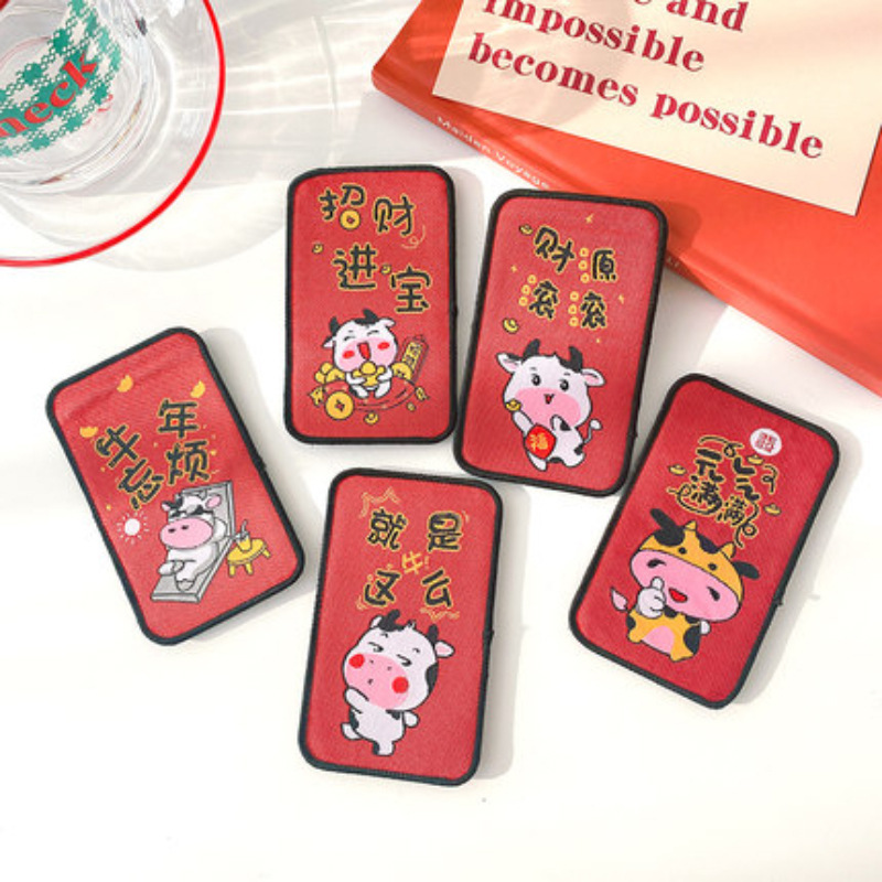 New Year Bang Sticker Post Internet Hot Text Sticky Hair Hook and Loop Fasteners Cartoon Cropped Hair Fastener Creative Velcro Hair Accessories