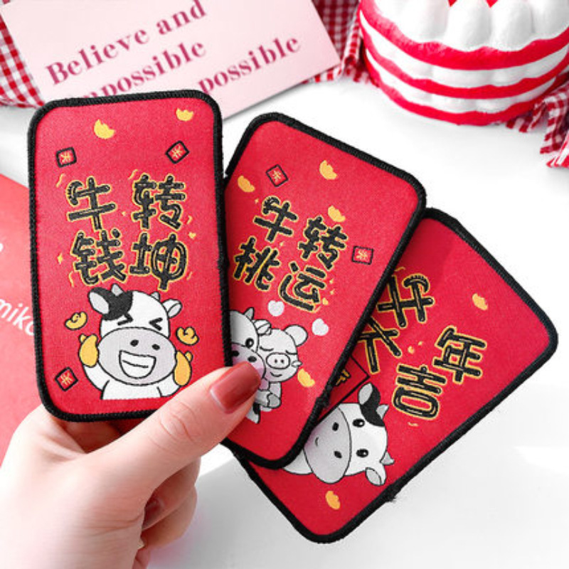 New Year Bang Sticker Post Internet Hot Text Sticky Hair Hook and Loop Fasteners Cartoon Cropped Hair Fastener Creative Velcro Hair Accessories
