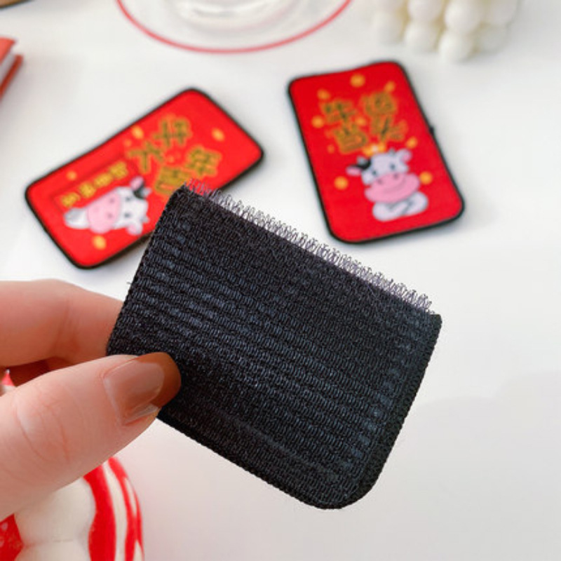 New Year Bang Sticker Post Internet Hot Text Sticky Hair Hook and Loop Fasteners Cartoon Cropped Hair Fastener Creative Velcro Hair Accessories
