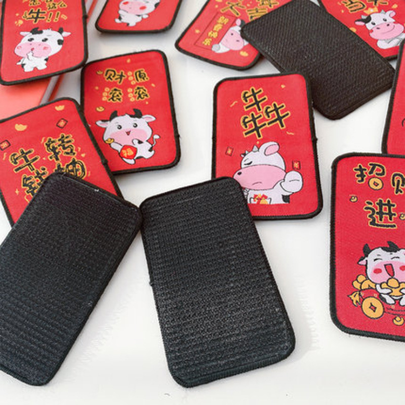 New Year Bang Sticker Post Internet Hot Text Sticky Hair Hook and Loop Fasteners Cartoon Cropped Hair Fastener Creative Velcro Hair Accessories