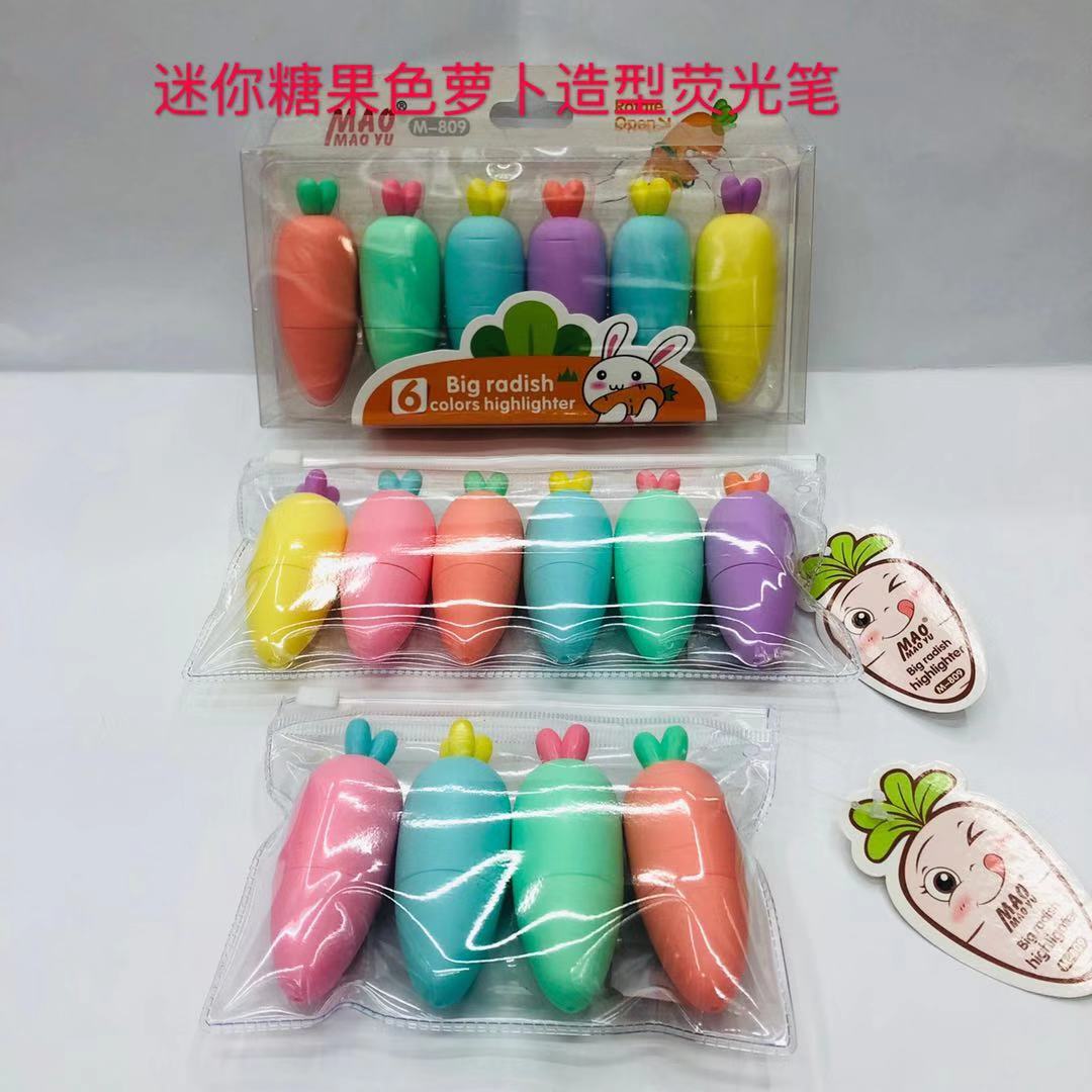 Mini radish highlighter pear highlighter color pen marker pen doodle pen color pen 6 color set