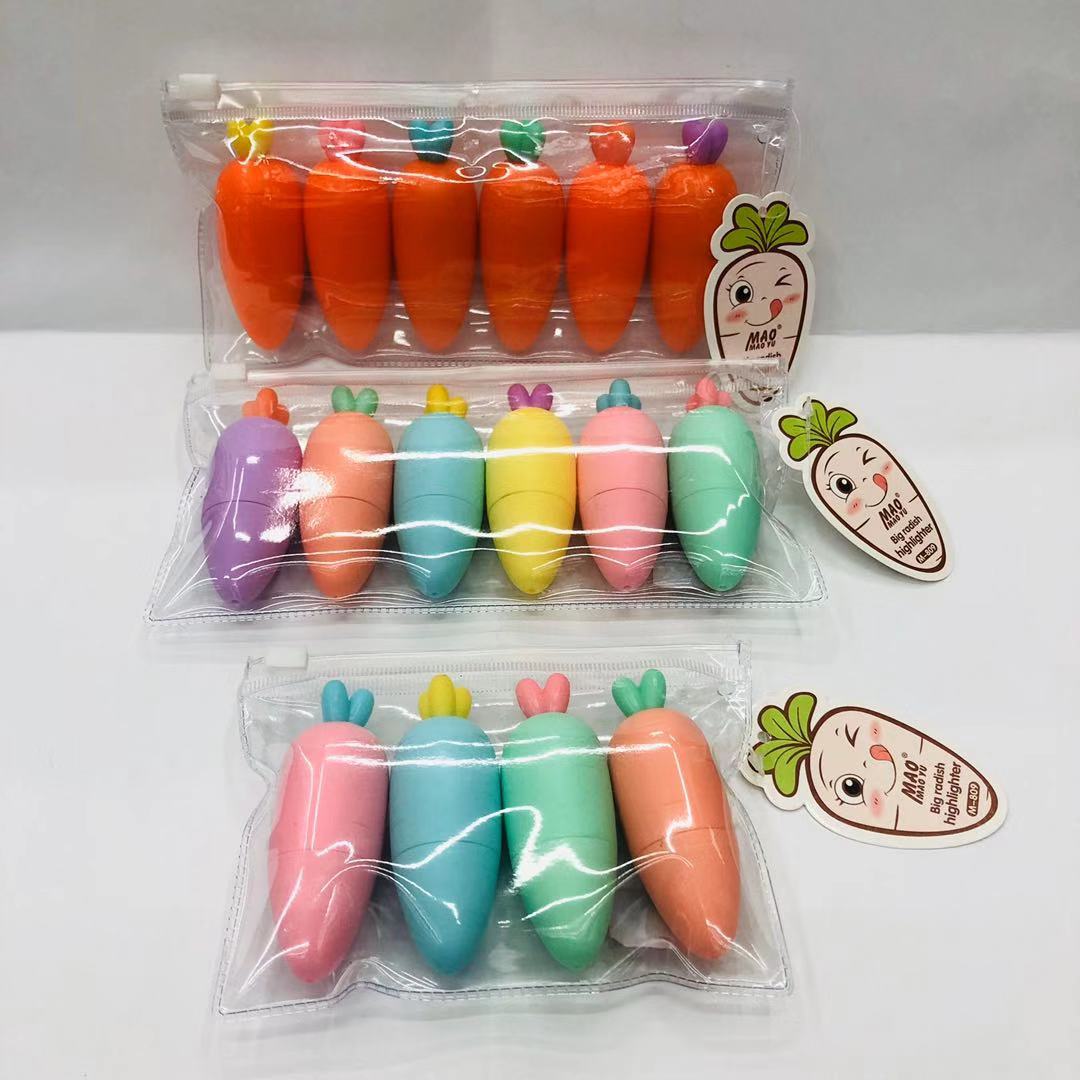Mini radish highlighter pear highlighter color pen marker pen doodle pen color pen 6 color set