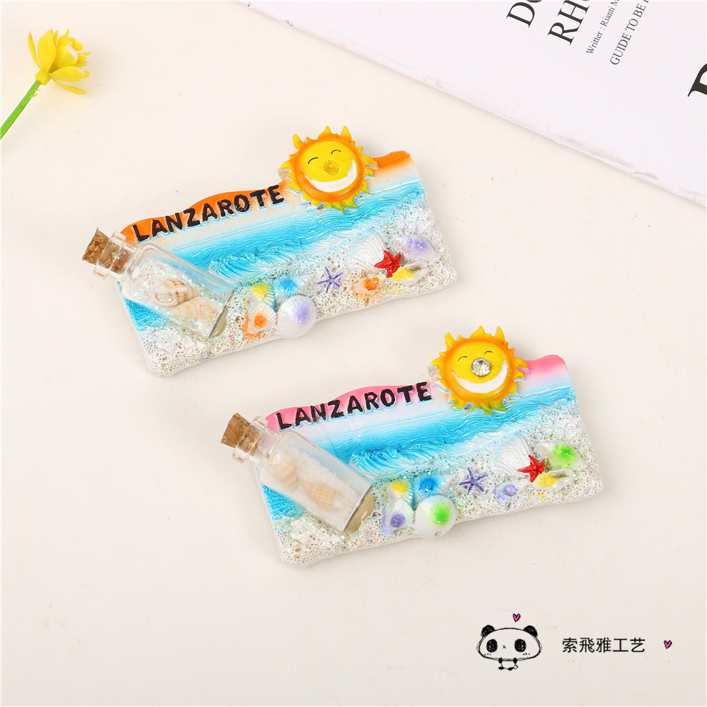 Tropical Ocean Style Cartoon Drift Bottle Resin Refrigerator Magnet Children&#039;s Decoration Magnetic Sticker