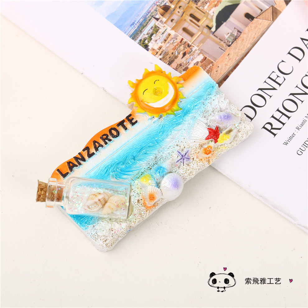 Tropical Ocean Style Cartoon Drift Bottle Resin Refrigerator Magnet Children&#039;s Decoration Magnetic Sticker