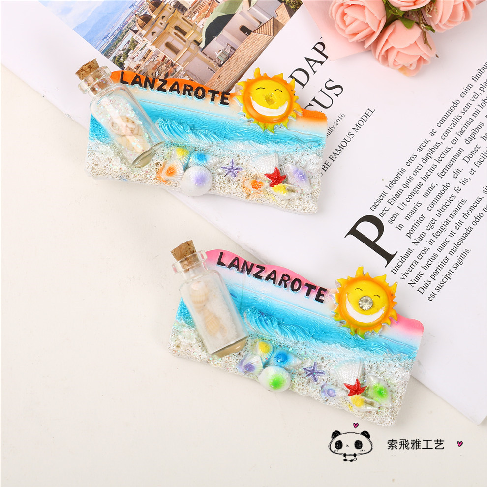Tropical Ocean Style Cartoon Drift Bottle Resin Refrigerator Magnet Children&#039;s Decoration Magnetic Sticker