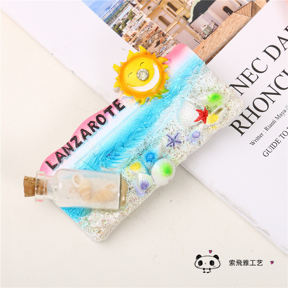Tropical Ocean Style Cartoon Drift Bottle Resin Refrigerator Magnet Children&#039;s Decoration Magnetic Sticker