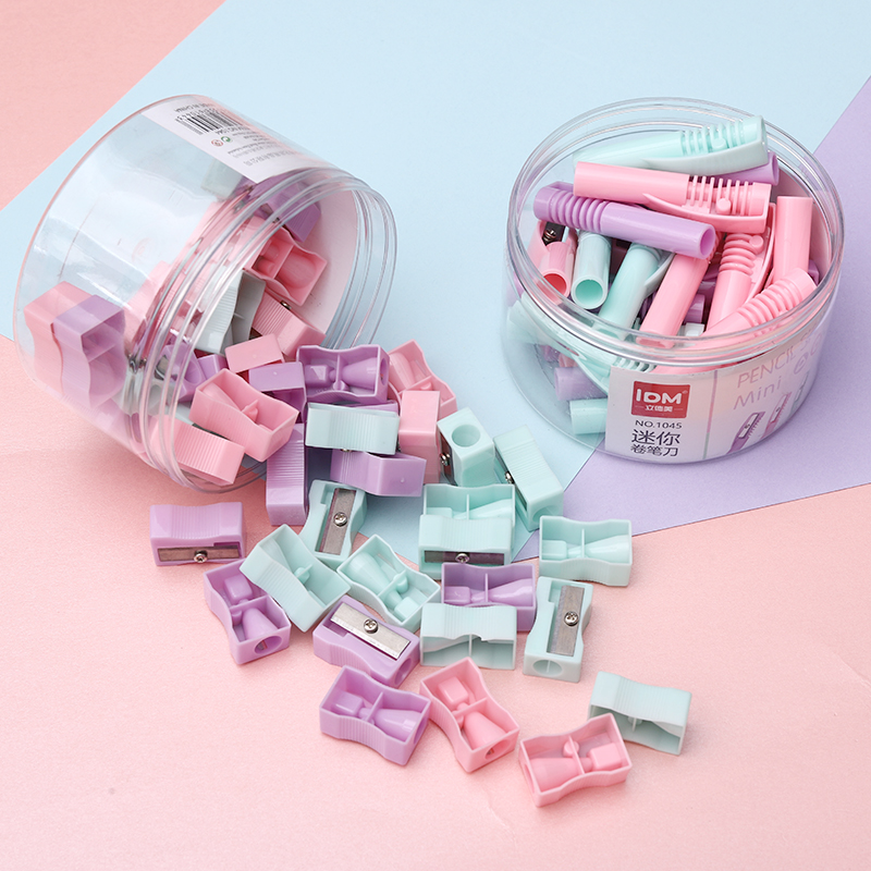 Macaron Color Manual Mini Pencil Sharpener Colored, Small-Sized Single Hole Penknife Plastic Barrel Planer Pen Student 