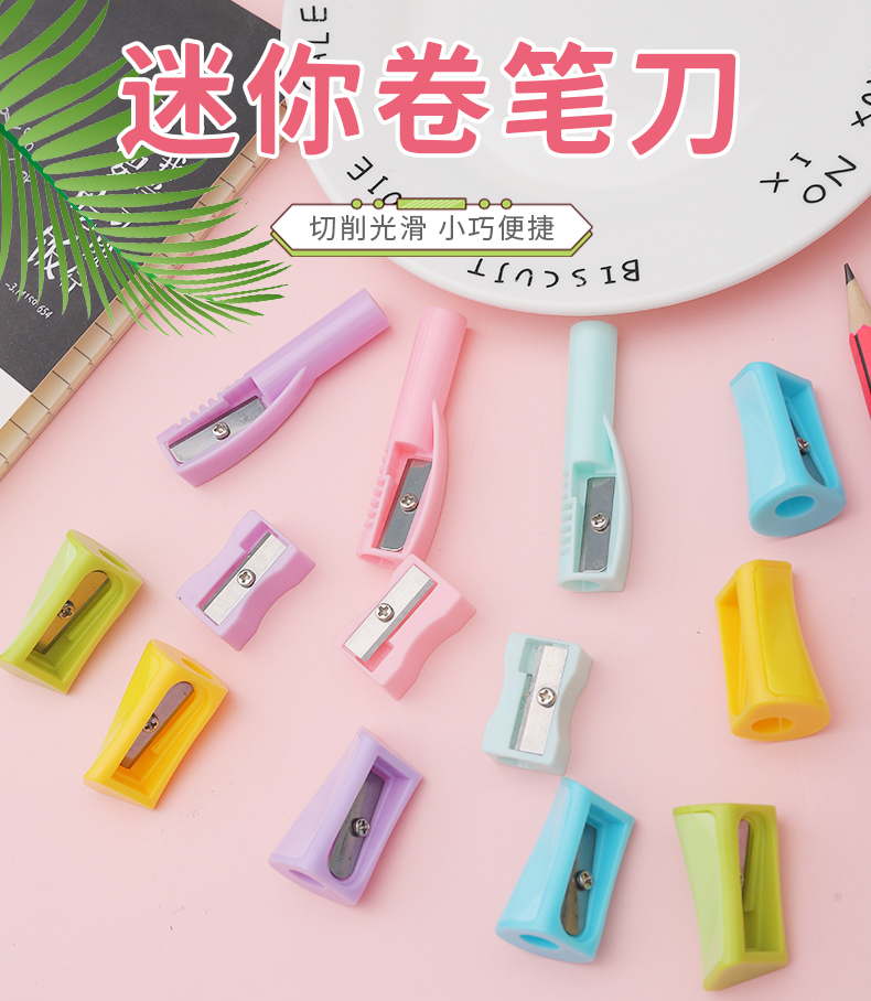 Macaron Color Manual Mini Pencil Sharpener Colored, Small-Sized Single Hole Penknife Plastic Barrel Planer Pen Student Macaron Color Manual Mini Pencil Sharpener Colored, Small-Sized Single Hole Penknife Plastic Barrel Planer Pen Student