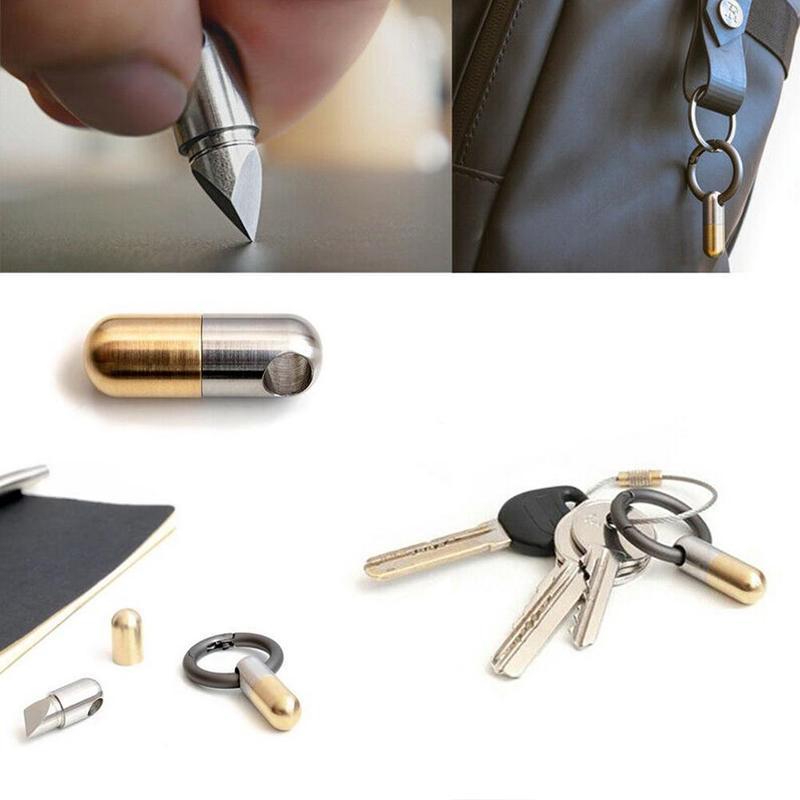 The New stainless steel capsule knife key pendant portable mini cutter pill car key pendant