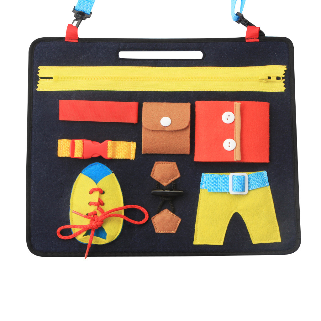 New Dressing Learning Board Infant Early Education Felt Busy Board Kindergarten Teaching Aids Children Portable Busy Board