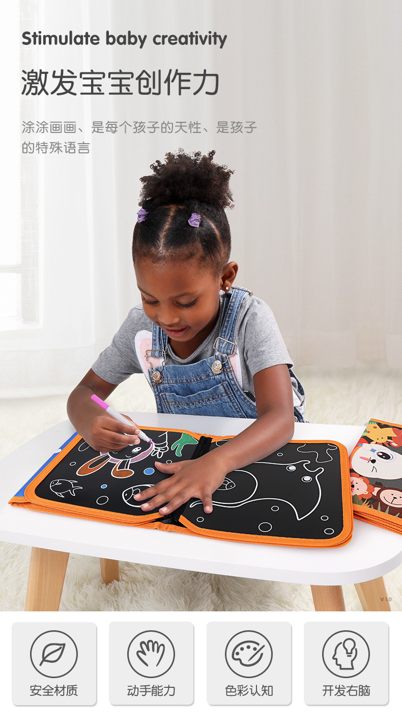 Children's Drawing Board Graffiti Drawing and Writing Board Portable Double-Side Blackboard Cloth Book Early Education Course Teaching Educational Painting Children's Drawing Board Graffiti Drawing and Writing Board Portable Double-Side Blackboard Cloth Book Early Education Course Teaching Educational Painting