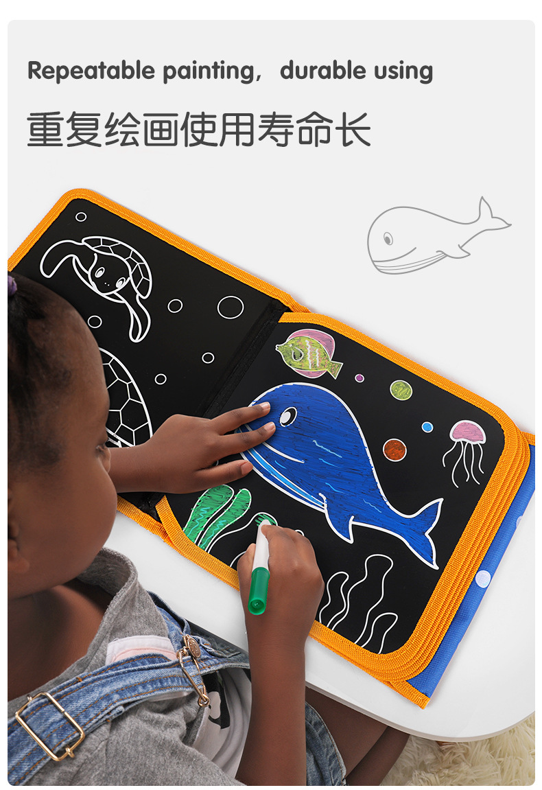 Children's Drawing Board Graffiti Drawing and Writing Board Portable Double-Side Blackboard Cloth Book Early Education Course Teaching Educational Painting Children's Drawing Board Graffiti Drawing and Writing Board Portable Double-Side Blackboard Cloth Book Early Education Course Teaching Educational Painting