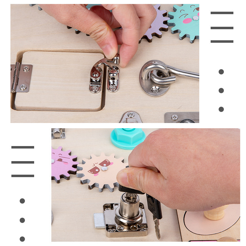 Multi-Functional Children&#039;s Unlocking Busy Board Early Education Educational Wooden Building Blocks Toy Baby Baby Children&#039;s Teaching Aids Cross-Border