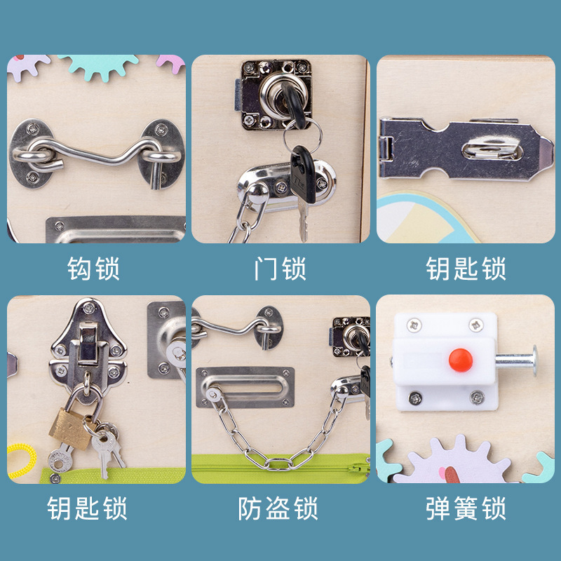Multi-Functional Children&#039;s Unlocking Busy Board Early Education Educational Wooden Building Blocks Toy Baby Baby Children&#039;s Teaching Aids Cross-Border