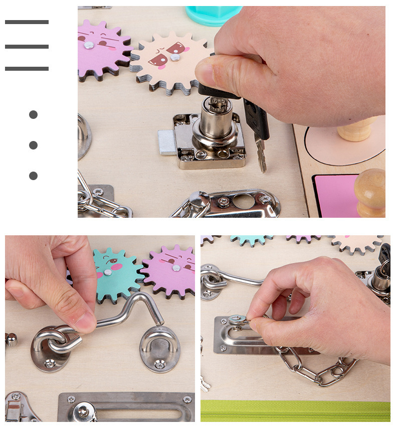 Multi-Functional Children's Unlocking Busy Board Early Education Educational Wooden Building Blocks Toy Baby Baby Children's Teaching Aids Cross-Border Multi-Functional Children's Unlocking Busy Board Early Education Educational Wooden Building Blocks Toy Baby Baby Children's Teaching Aids Cross-Border