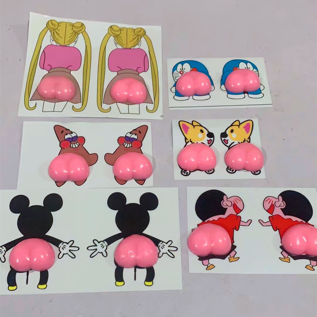 Automobile Sticker Cartoon Anti-Collision Butt Stickers Silicone Electric Car Stickers Car Body Sticker Xiaoxin Butt Car Door Stickers
