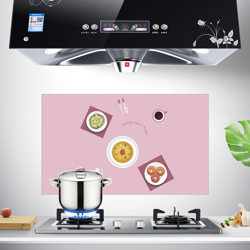 Self-Adhesive High Temperature Resistance Oil-Proof Stickers Home Stove Tile and Wall Sticker Cartoon Decorative Sticker Kitchen Transparent Oil-Proof Stickers