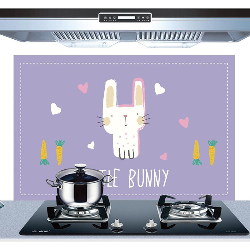 Self-Adhesive High Temperature Resistance Oil-Proof Stickers Home Stove Tile and Wall Sticker Cartoon Decorative Sticker Kitchen Transparent Oil-Proof Stickers