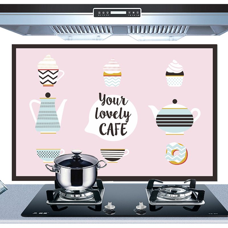 Self-Adhesive High Temperature Resistance Oil-Proof Stickers Home Stove Tile and Wall Sticker Cartoon Decorative Sticker Kitchen Transparent Oil-Proof Stickers