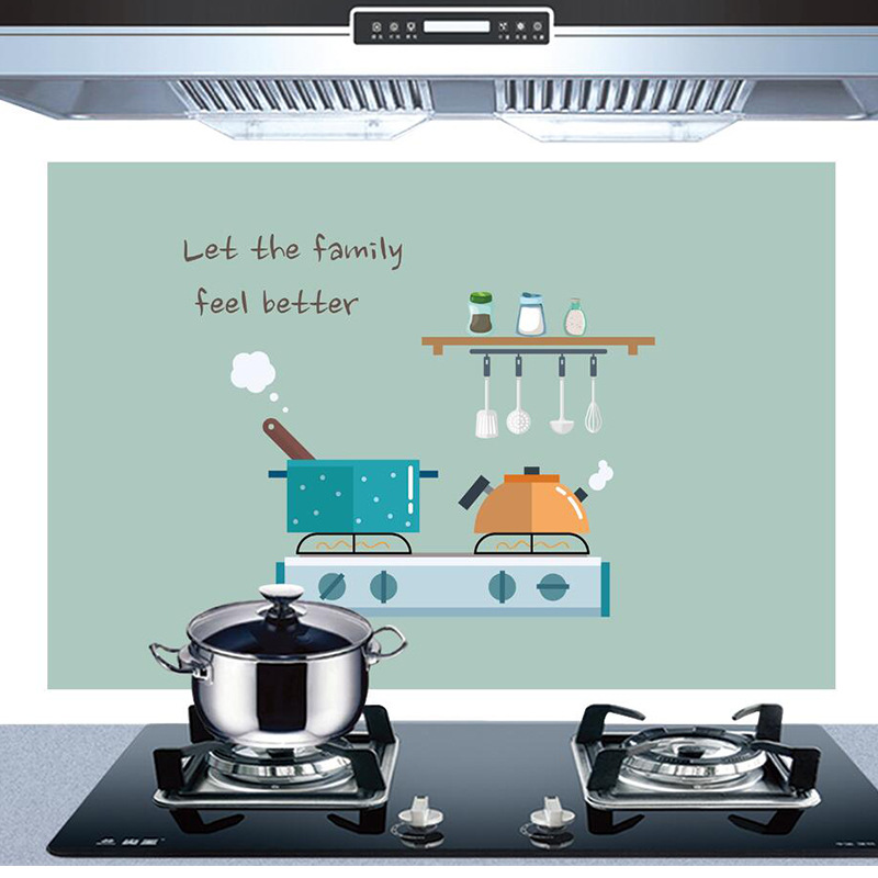 Self-Adhesive High Temperature Resistance Oil-Proof Stickers Home Stove Tile and Wall Sticker Cartoon Decorative Sticker Kitchen Transparent Oil-Proof Stickers