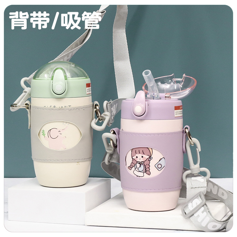 Student Cartoon Sticker 316 Stainless Steel Vacuum Egg Vacuum Cup Outdoor Strap Heat and Cold Insulation Sealed Water Cup