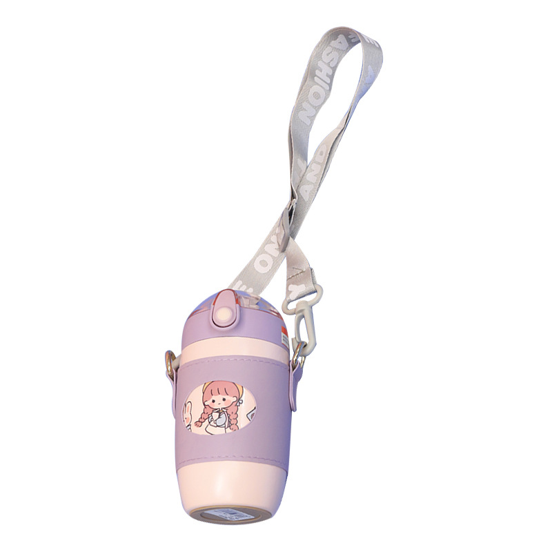 Student Cartoon Sticker 316 Stainless Steel Vacuum Egg Vacuum Cup Outdoor Strap Heat and Cold Insulation Sealed Water Cup