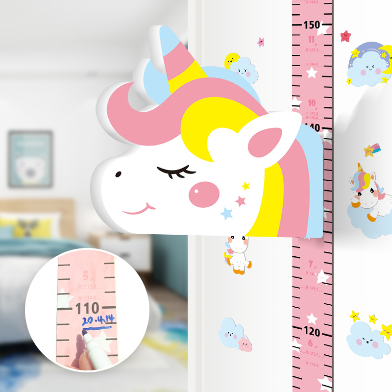 3D New Stereo Wall Stickers Cartoon Fun Stature (Foot) Magnetic Height Stickers for Children Removable Decorative Sticker Customized