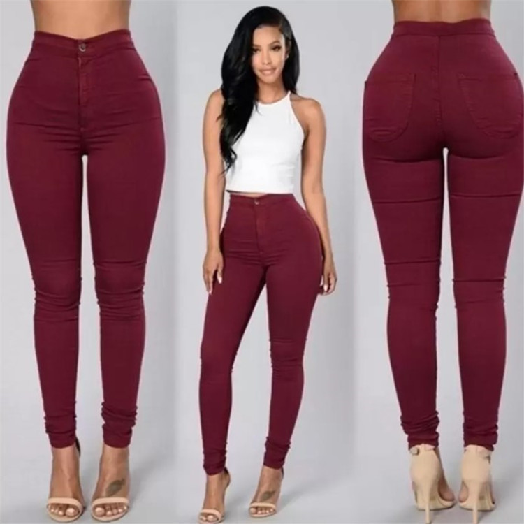 European and American Independent Station New Women's Solid Color Stretch Candy Color Pencil Slim Skinny Pants European and American Independent Station New Women's Solid Color Stretch Candy Color Pencil Slim Skinny Pants
