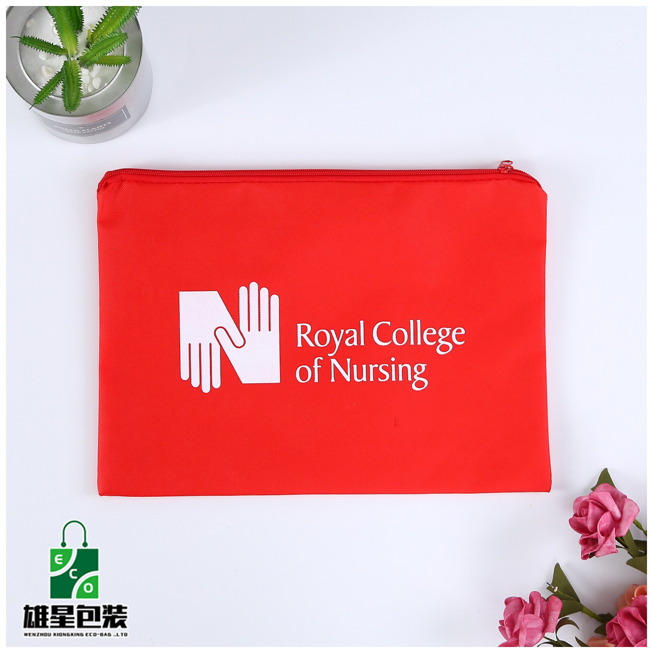 Factory Customized Laminated Non-Woven Fabric Zipper Bag Student Pencil Stationery Box Pp Envelope Bag Fashion Simple Logo