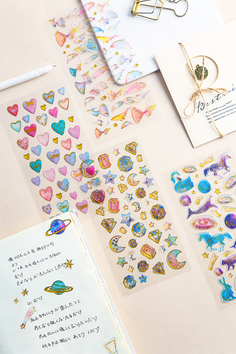 INS Fantasy Cartoon Cat Crystal Glue Stickers Journal Diary DIY Three-Dimensional Transparent Decorative Sticker INS Fantasy Cartoon Cat Crystal Glue Stickers Journal Diary DIY Three-Dimensional Transparent Decorative Sticker