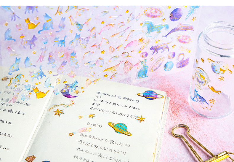 INS Fantasy Cartoon Cat Crystal Glue Stickers Journal Diary DIY Three-Dimensional Transparent Decorative Sticker INS Fantasy Cartoon Cat Crystal Glue Stickers Journal Diary DIY Three-Dimensional Transparent Decorative Sticker