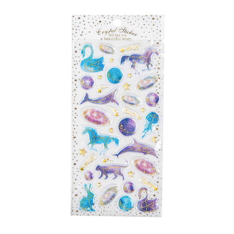 INS Fantasy Cartoon Cat Crystal Glue Stickers Journal Diary DIY Three-Dimensional Transparent Decorative Sticker