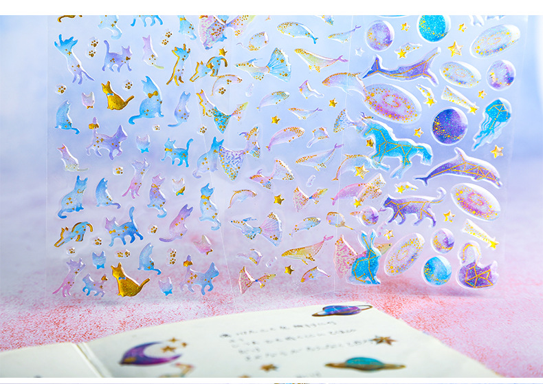 INS Fantasy Cartoon Cat Crystal Glue Stickers Journal Diary DIY Three-Dimensional Transparent Decorative Sticker INS Fantasy Cartoon Cat Crystal Glue Stickers Journal Diary DIY Three-Dimensional Transparent Decorative Sticker
