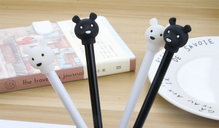 Japanese and Korean Creative New Cartoon Black and White Bear Black Gel Pen Student Studying Stationery Wholesale Customizable Logo Japanese and Korean Creative New Cartoon Black and White Bear Black Gel Pen Student Studying Stationery Wholesale Customizable Logo