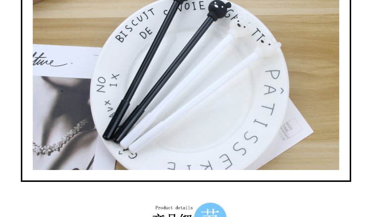 Japanese and Korean Creative New Cartoon Black and White Bear Black Gel Pen Student Studying Stationery Wholesale Customizable Logo Japanese and Korean Creative New Cartoon Black and White Bear Black Gel Pen Student Studying Stationery Wholesale Customizable Logo