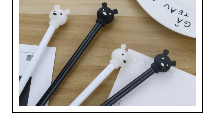Japanese and Korean Creative New Cartoon Black and White Bear Black Gel Pen Student Studying Stationery Wholesale Customizable Logo Japanese and Korean Creative New Cartoon Black and White Bear Black Gel Pen Student Studying Stationery Wholesale Customizable Logo