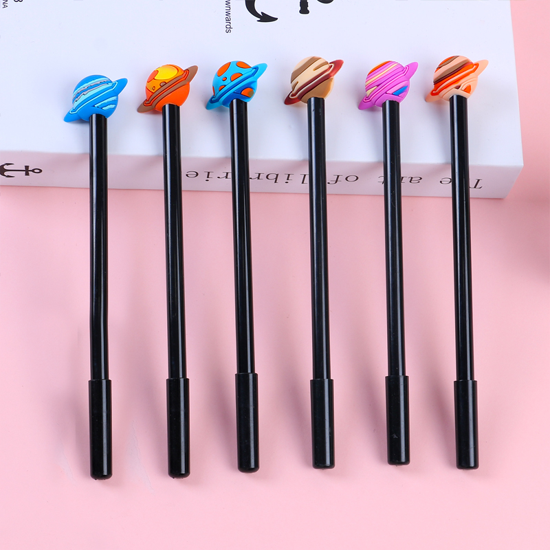 Korean Creative Learning Office Stationery Black Gel Ink Pen Signature Pen Cute Creative Colorful Planet Gel Pen
