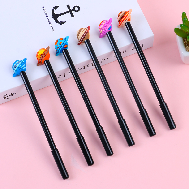 Korean Creative Learning Office Stationery Black Gel Ink Pen Signature Pen Cute Creative Colorful Planet Gel Pen