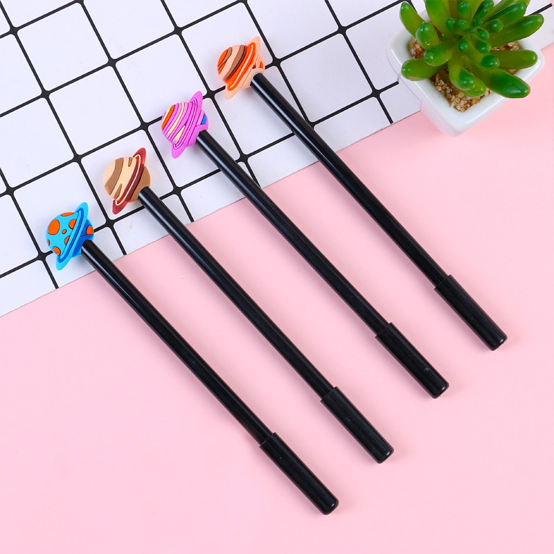 Korean Creative Learning Office Stationery Black Gel Ink Pen Signature Pen Cute Creative Colorful Planet Gel Pen