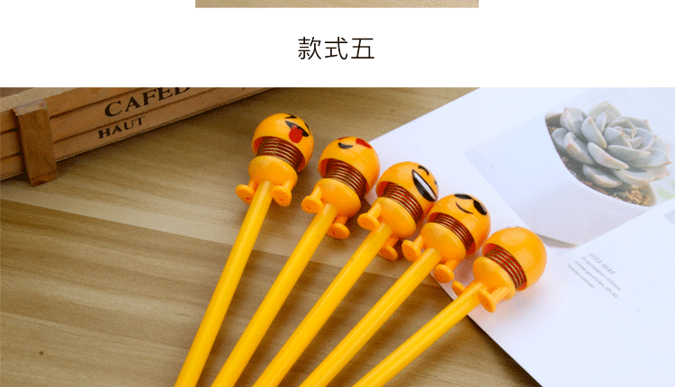 Korean New Internet Celebrity Shaking Head Funny Egg Yolk Villain Expression Bounce Spring Gel Pen Student Studying Stationery Korean New Internet Celebrity Shaking Head Funny Egg Yolk Villain Expression Bounce Spring Gel Pen Student Studying Stationery