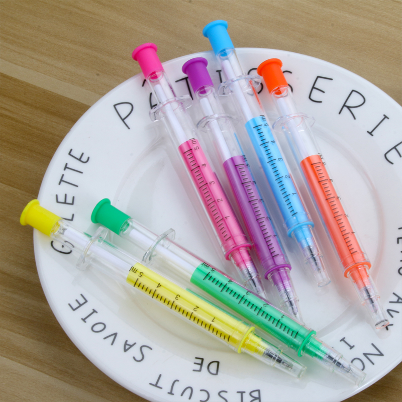 Japanese and Korean Creative New Syringe Gel Pen Black Student Studying Stationery Supplies Wholesale Customizable Logo
