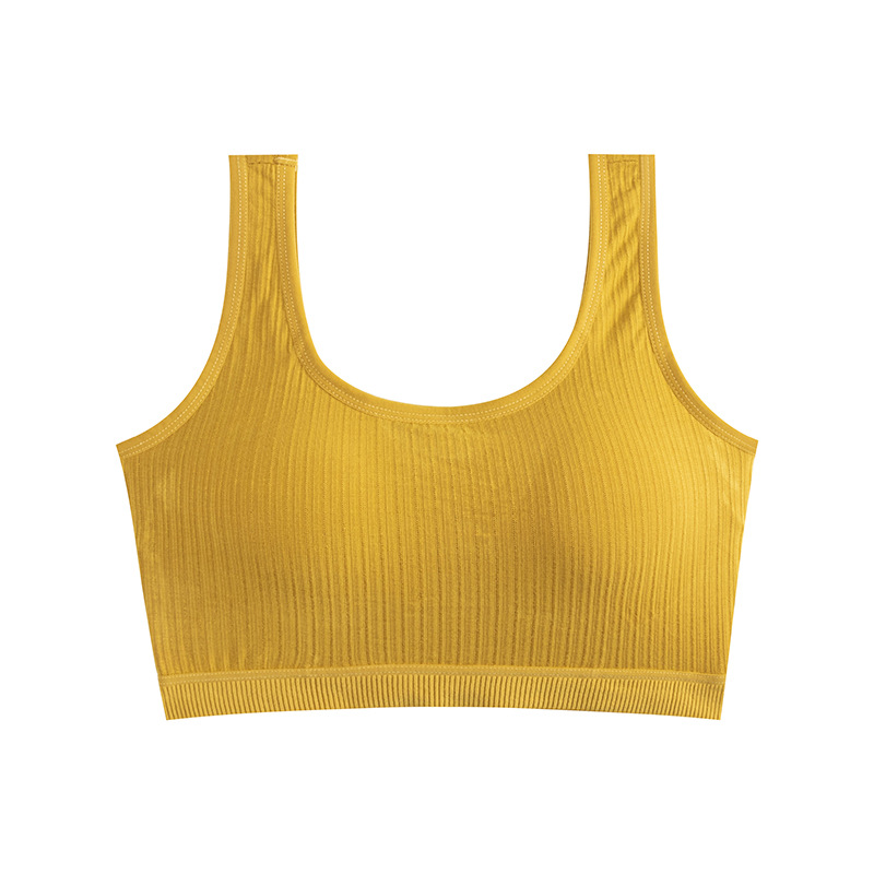 Students without Steel Ring Beauty Back Underwear Push up Vest Style Tube Top Cotton Breathable Sports Bra Fixed Inner Cup