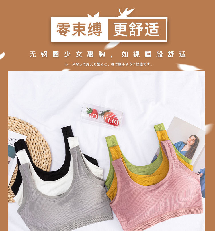 Students without Steel Ring Beauty Back Underwear Push up Vest Style Tube Top Cotton Breathable Sports Bra Fixed Inner Cup Students without Steel Ring Beauty Back Underwear Push up Vest Style Tube Top Cotton Breathable Sports Bra Fixed Inner Cup