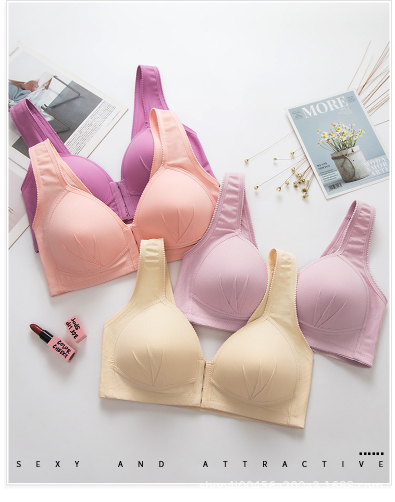 Cross-Border Large Size Front Button Thin Bra Wireless Push-up Beauty Back Women's Underwear Breast Holding Factory Direct Supply Cross-Border Large Size Front Button Thin Bra Wireless Push-up Beauty Back Women's Underwear Breast Holding Factory Direct Supply