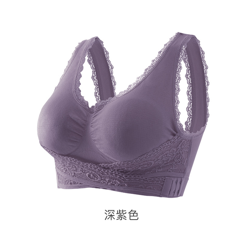 Front Cross Side Buckle Sports Bra Large Size without Steel Ring Push up Lace Edge Front Cross Sleep Sports Underwear for Women