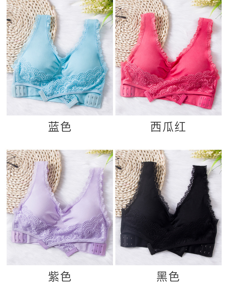 Front Cross Side Buckle Sports Bra Large Size without Steel Ring Push up Lace Edge Front Cross Sleep Sports Underwear for Women Front Cross Side Buckle Sports Bra Large Size without Steel Ring Push up Lace Edge Front Cross Sleep Sports Underwear for Women