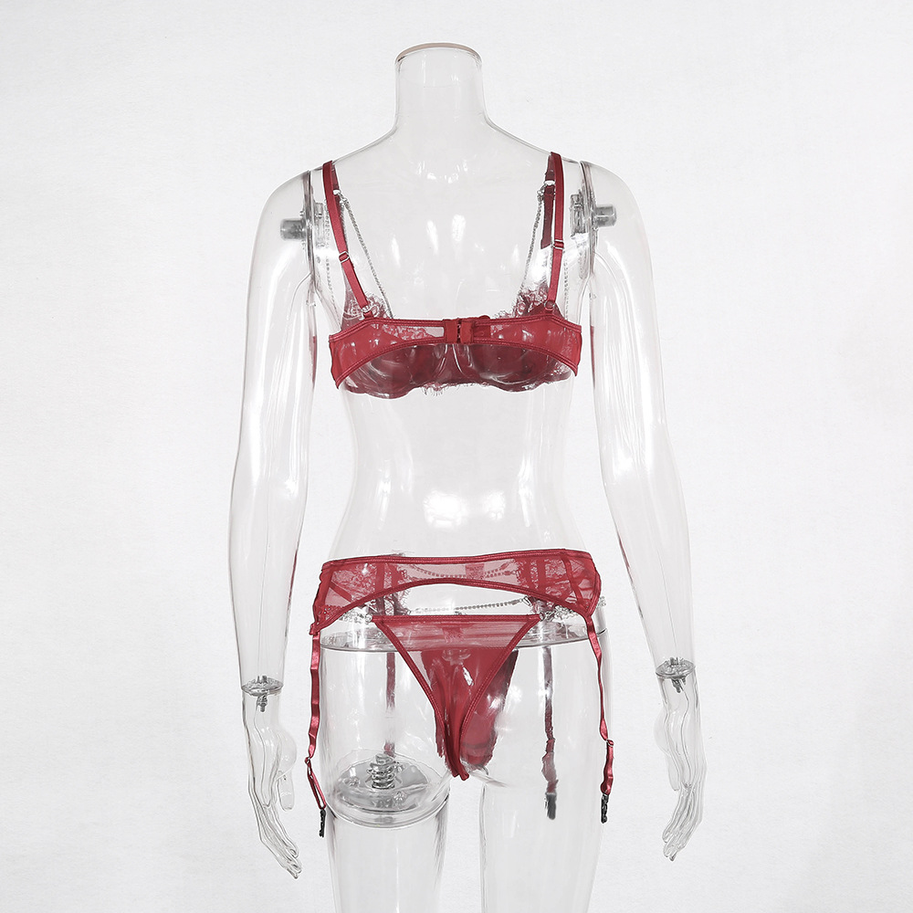 European and American Heavy Craft Women's Fashion Sexy Push up Chest Support Underwear Lace Rhinestone Three-Piece Suit 2019 New 6072 European and American Heavy Craft Women's Fashion Sexy Push up Chest Support Underwear Lace Rhinestone Three-Piece Suit 2019 New 6072