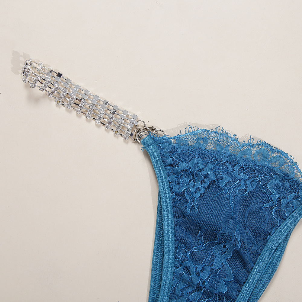 European and American Heavy Craft Women's Fashion Sexy Push up Chest Support Underwear Lace Rhinestone Three-Piece Suit 2019 New 6072 European and American Heavy Craft Women's Fashion Sexy Push up Chest Support Underwear Lace Rhinestone Three-Piece Suit 2019 New 6072